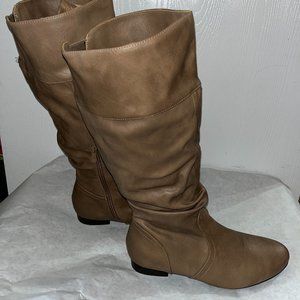 DREAM PAIRS Women's BLVD Khaki Knee High Pull On Boots Size 9.5